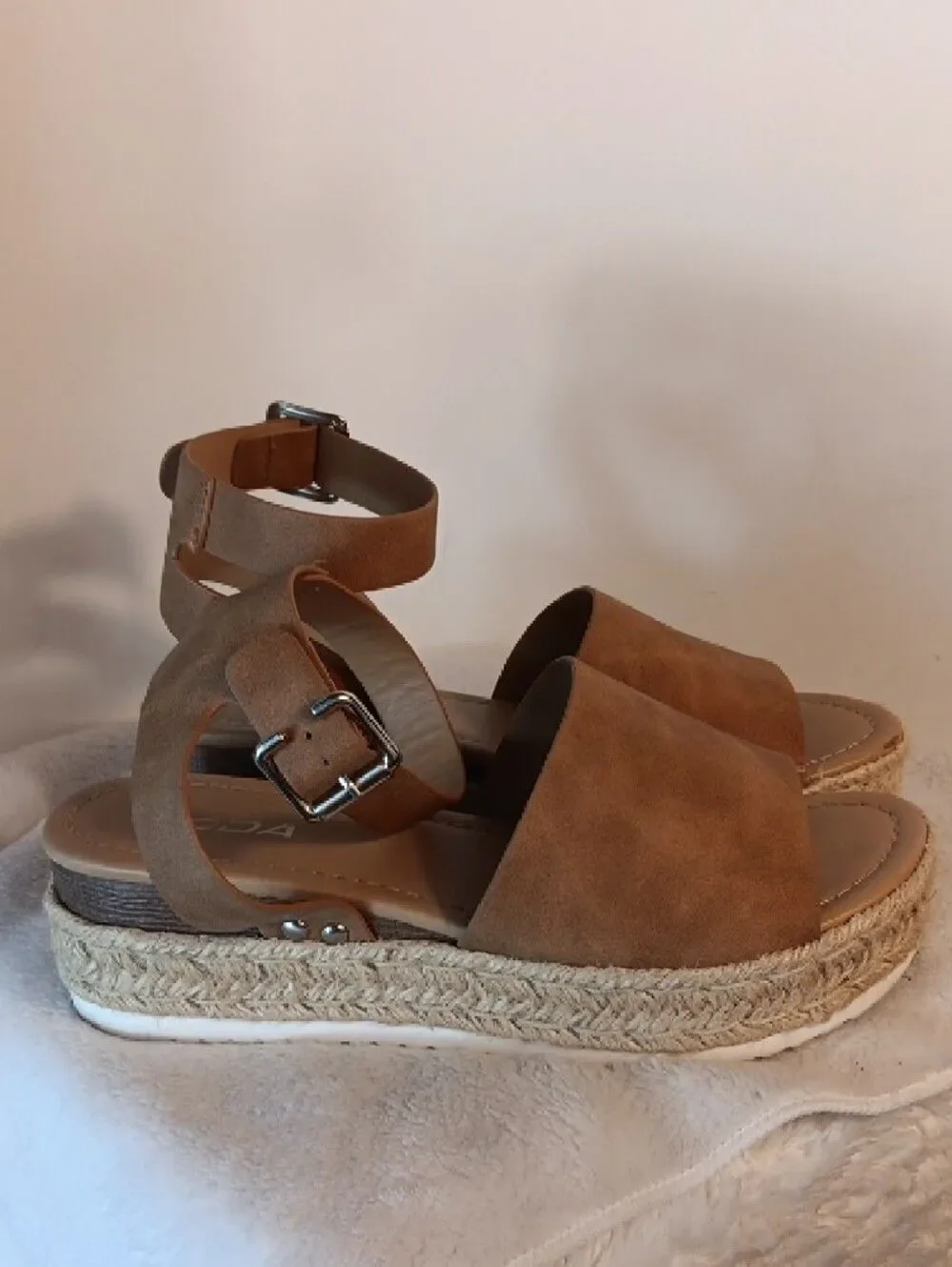 Soda Tan Platform Espadrille Ankle-Strap Sandal